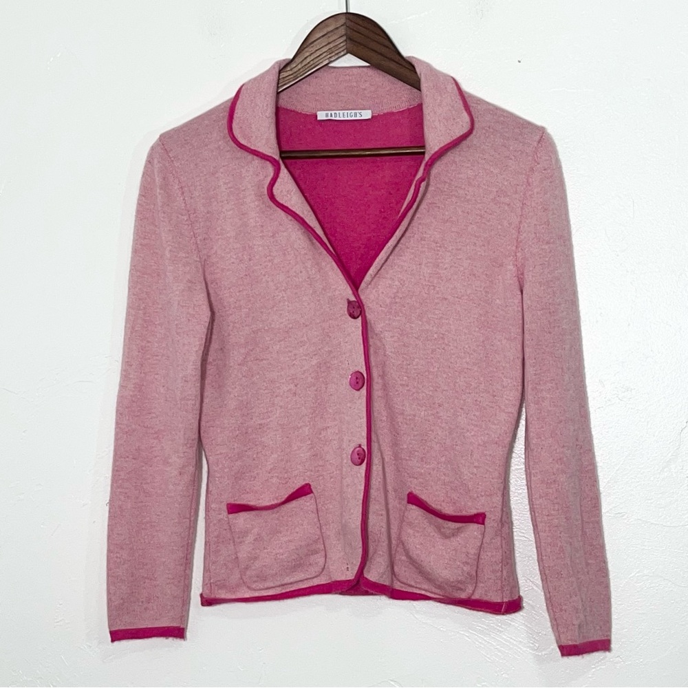 Hadleigh’s Pink Cashmere Cardigan Sweater